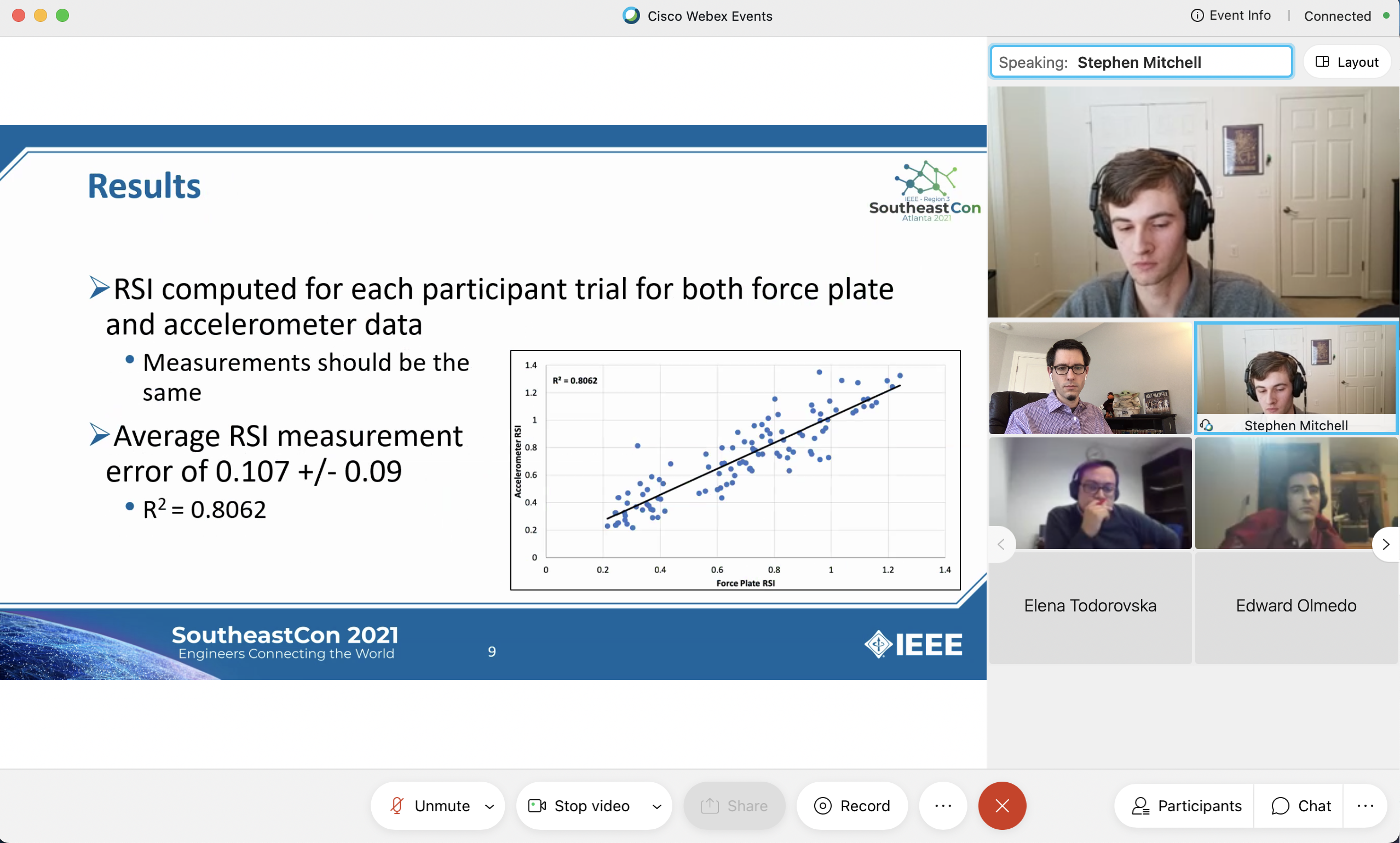 Stephen Mitchell presents his work at IEEE SouthEast Conference